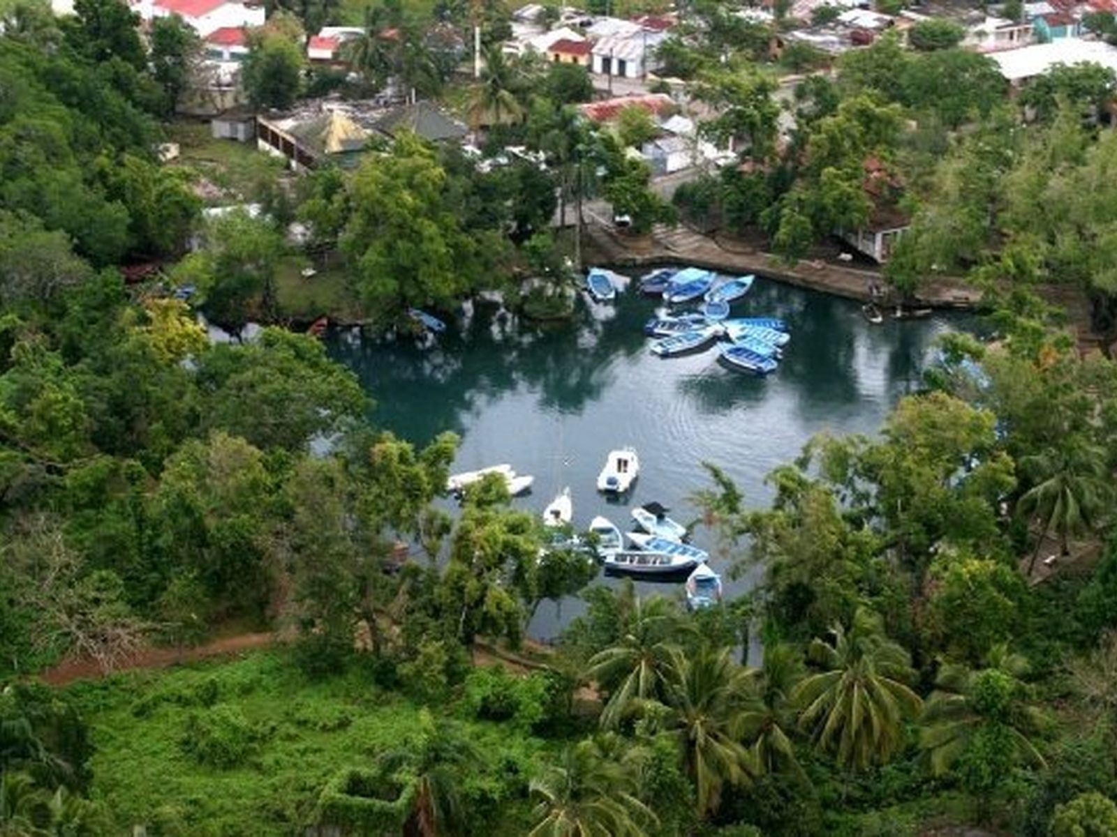 Vista aérea de la laguna Gri-Gri en Río San Juan